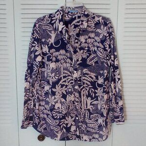 J.McLAUGHLIN XL LOIS 100% COTTON NOVELTY MONKEY TROPICAL JUNGLE BOTANICAL PRINT